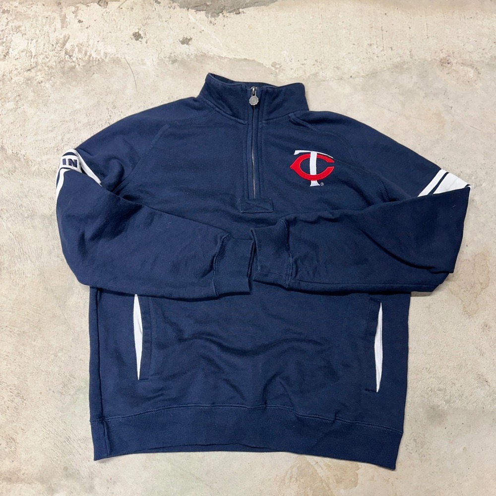 Champion Heritage Minnesota Twins Pullover Sweatshirt XL Quarter Zip‎ MLB Blue